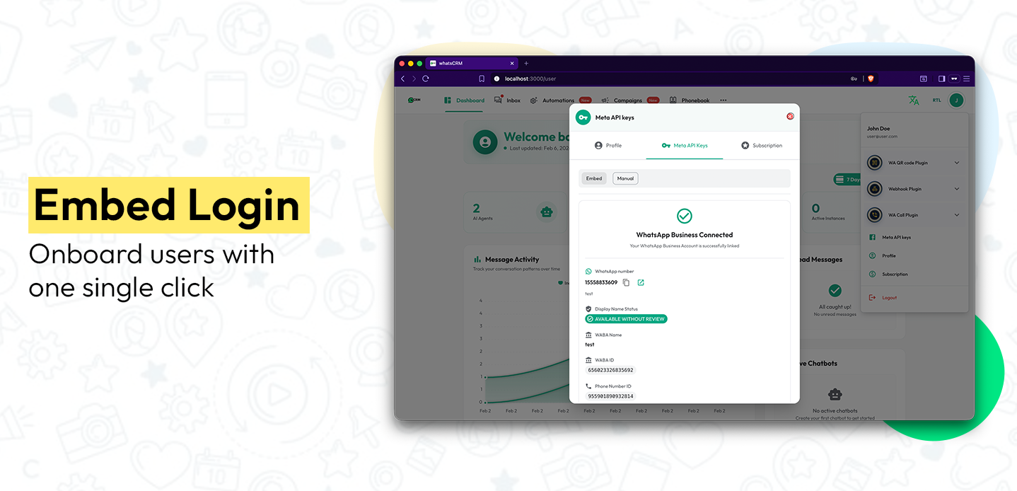 Embed WhatsApp Login